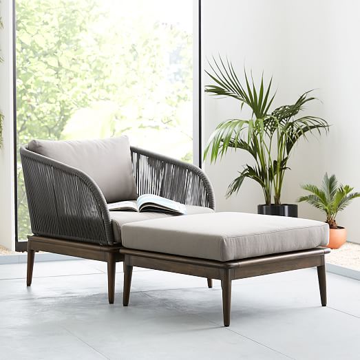 Corded Weave Outdoor Ottoman